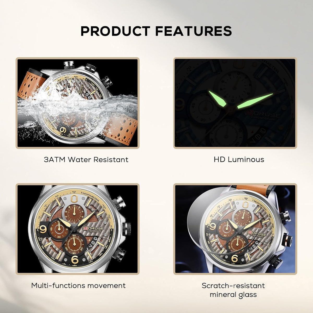 Relojes Casual para Hombre de Lujo con Esfera Grande y Correa de Cuero de Fashion
