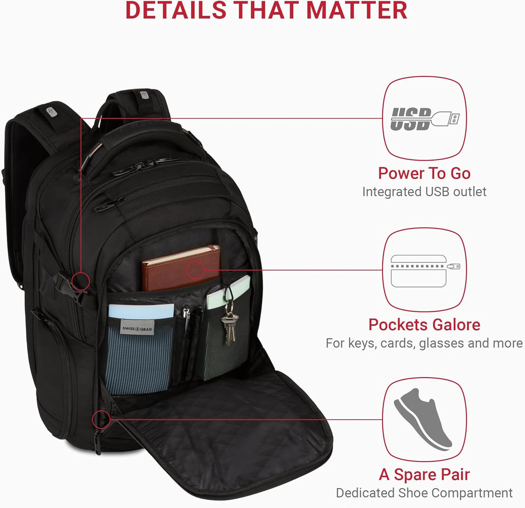 SwissGear 5358 USB ScanSmart Mochila para Portátil de 16", Negr...