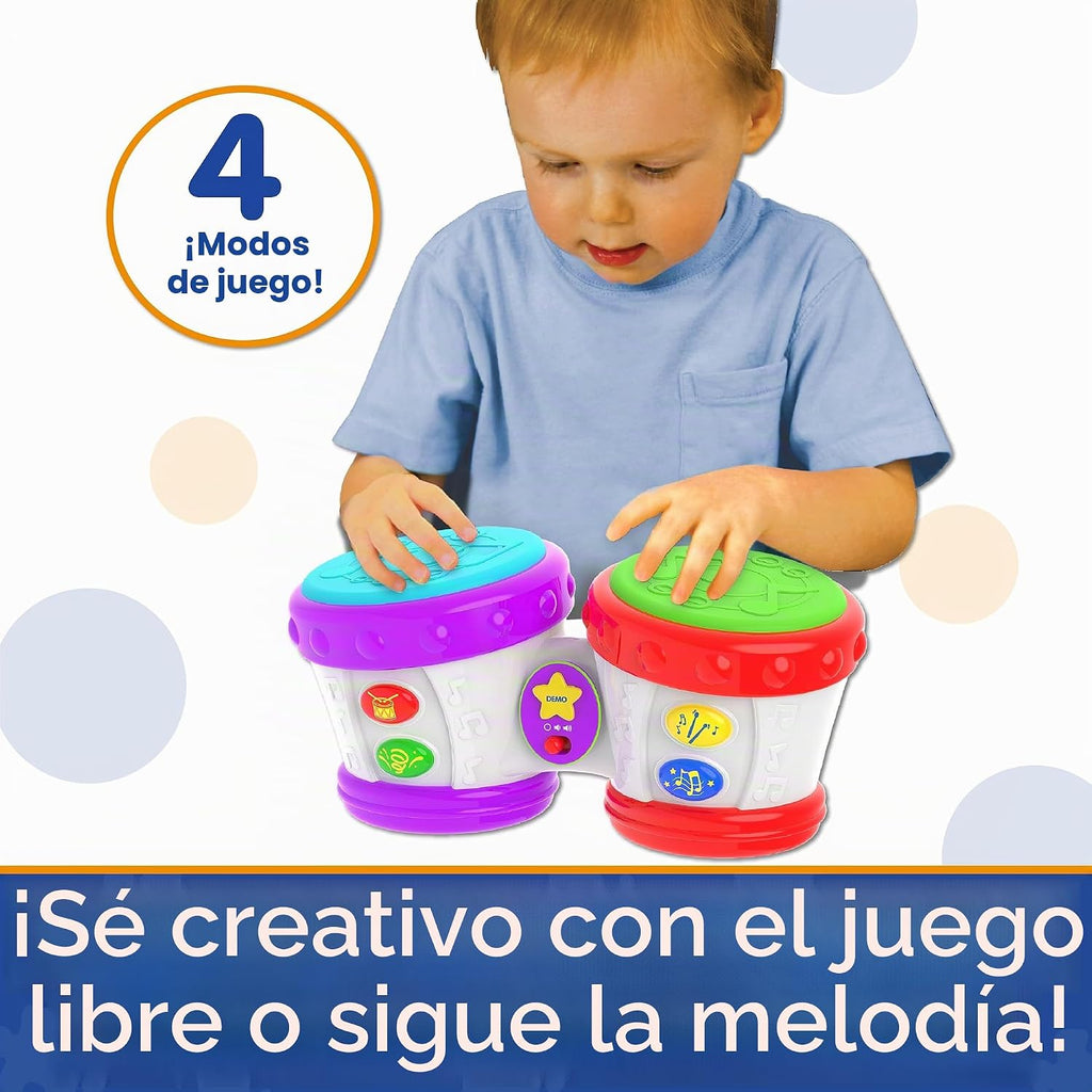 The Learning Journey Aprendizaje temprano - Little Baby Bongo Drums - Juguetes musicales electrónicos para niños y niñas a partir de 12 meses - Juguete de aprendizaje musical galardonado, multicolor