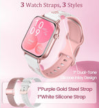Reloj inteligente de 1.83 pulgadas para mujer con llamada Bluetooth (respuesta/marcación), rastreador de actividad física con más de 100 modos deportivos, monitor de frecuencia cardíaca/sueño, podómetro, relojes inteligentes para mujer, compatible con