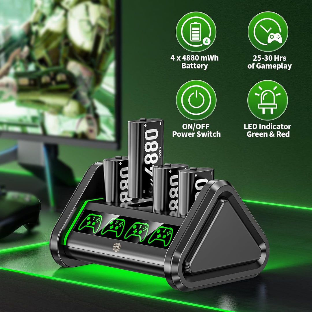 OIVO Batería recargable para Xbox One\/Series X\/S, 4 x 4880mWh, es...