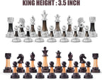 Juego de ajedrez grande de 16 pulgadas/16.5 in de tablero de madera plegable con piezas de ajedrez acrílico ponderadas de lujo, tamaño King de 3.5 pulgadas con ranuras de almacenamiento para adultos, regalo de jubilación de inauguración de la casa