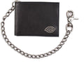 Dickies Billetera de piel con cadena plegable RFID para hombre, color negro