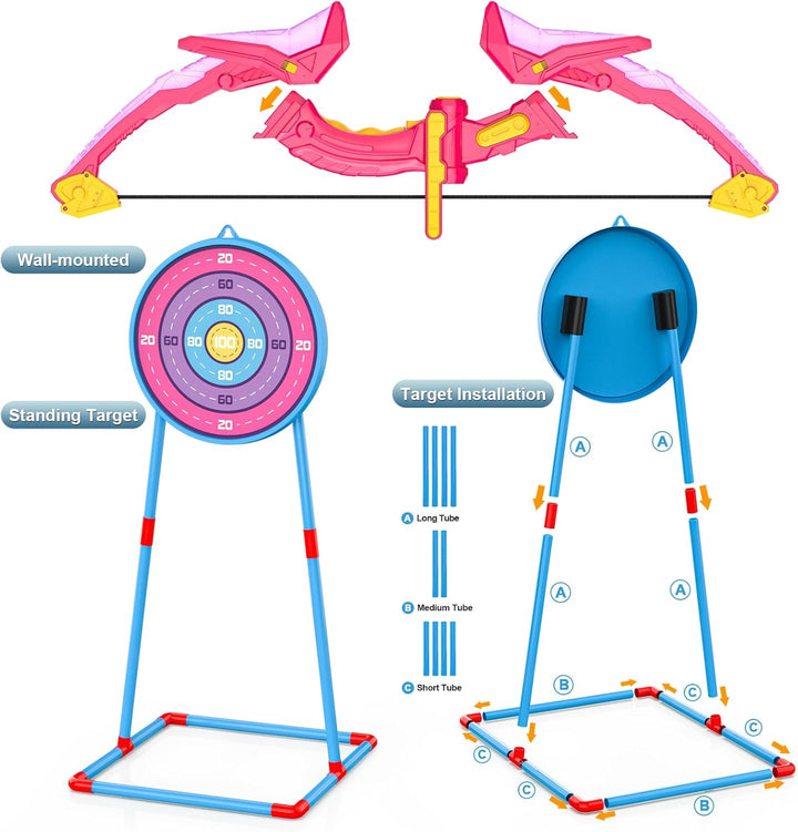 Paquete de 2 juegos de arco y flecha para niños, juego de juguetes...