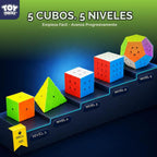 STEAM Life Juego de cubos de velocidad, juego de cubos de velocidad de 2 x 2, 3 x 3, 4 x 4, megaminx y cubo piramidal, sin calcomanías, colección de cubos mágicos para niños y adultos