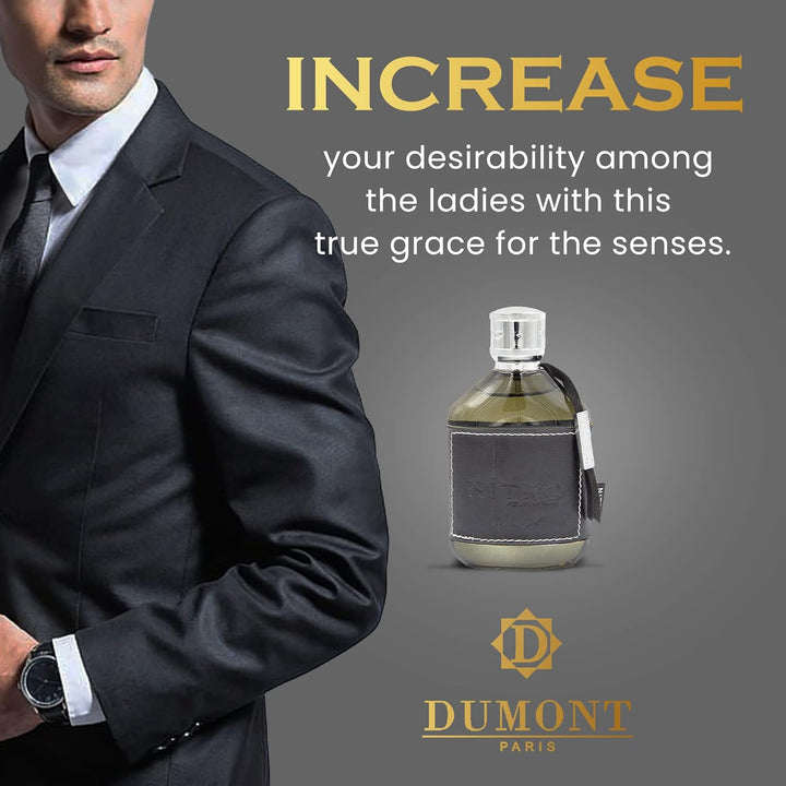 Dumont Nitro Black Eau De Parfum para hombres de 3.4 onzas líquidas...