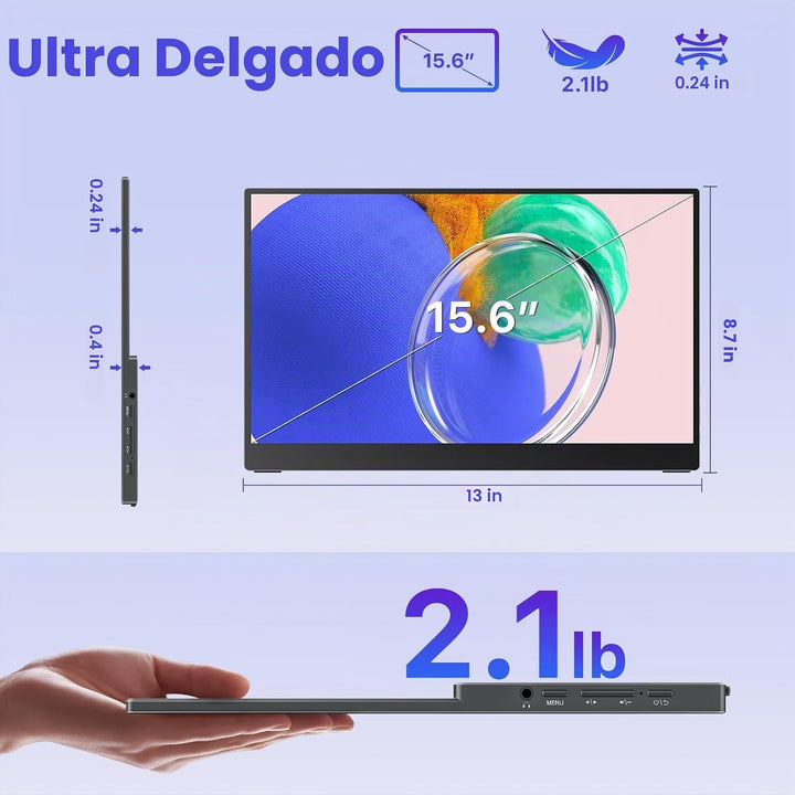 VisionOwl Monitor portátil para laptop, IPS USB-C HDMI segundo moni...