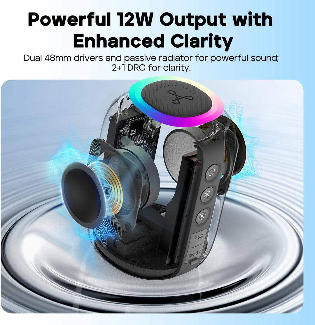 Tribit Altavoz Bluetooth StormBox Mini+, altavoz de ducha de 12 W c...