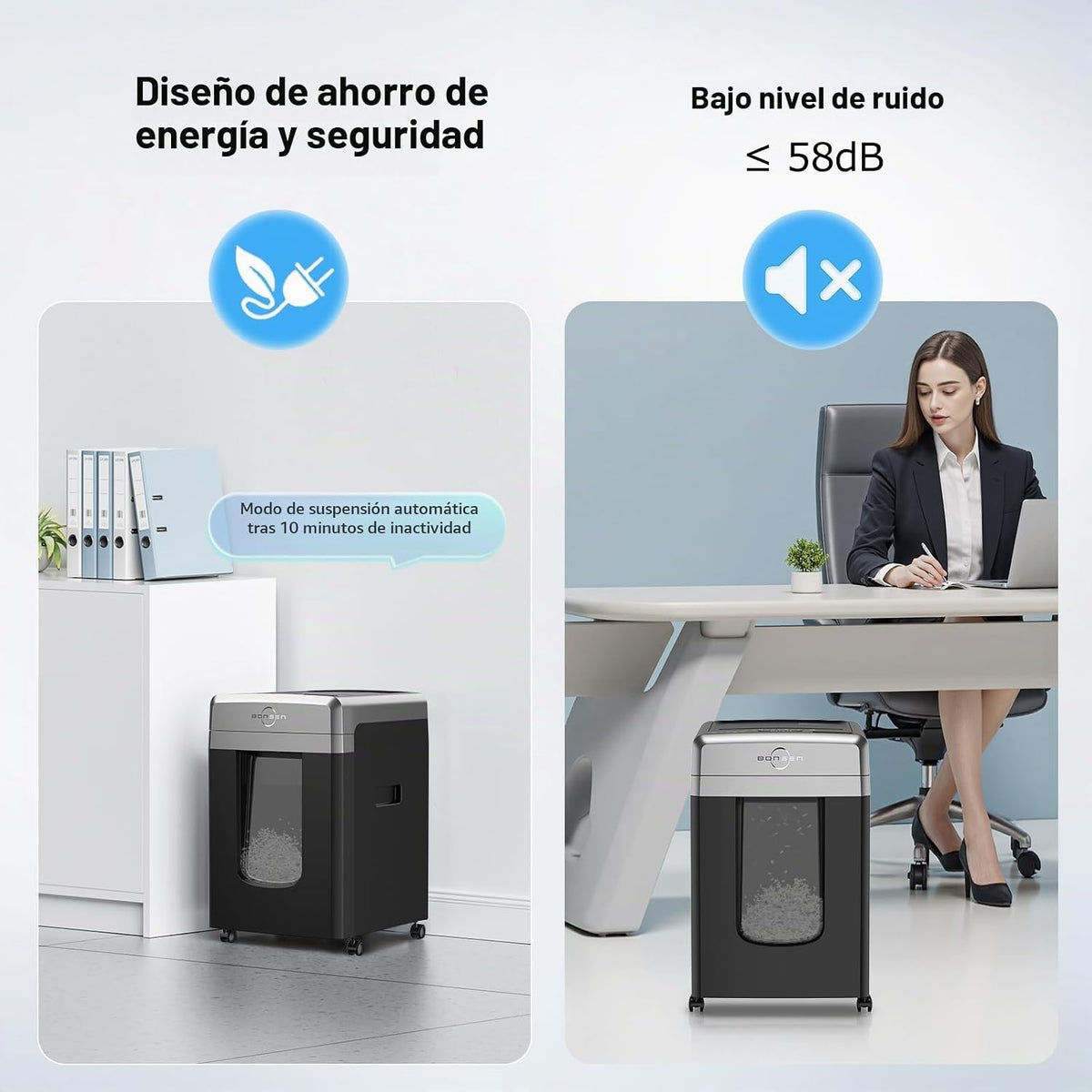 BONSEN Trituradora de papel resistente de micro corte de alimentación