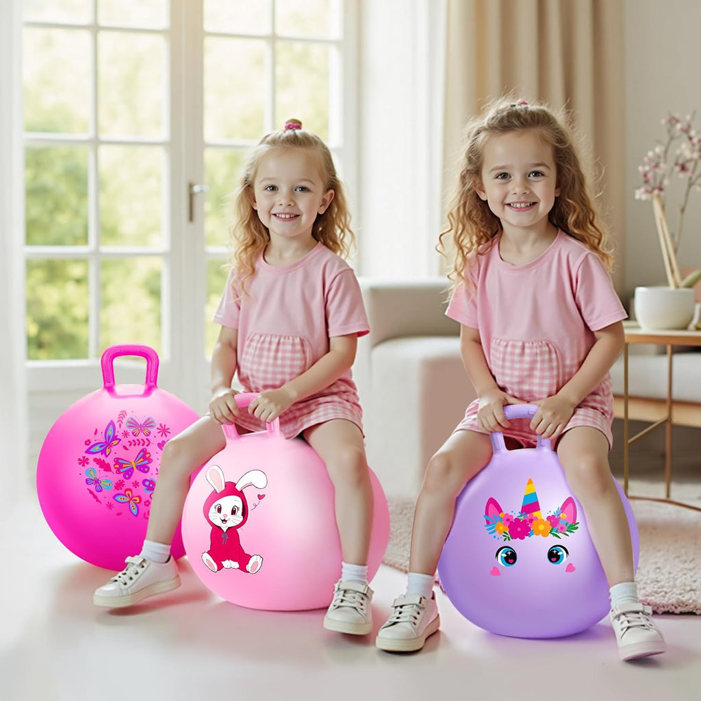 6 bolas de tolva para niños de 3 a 8 años, pelota inflable de 18 pulgadas con asa, juguetes para sentarse en saltar para deportes, escuela, juego activo en equipo, regalos para interiores y exteriores para niñas de 3 a 8 años, con bomba
