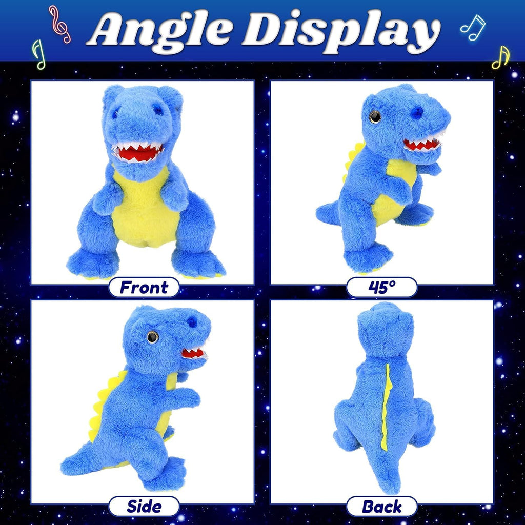 Peluche de dinosaurio azul con luces LED, para cumpleaños, Navidad
