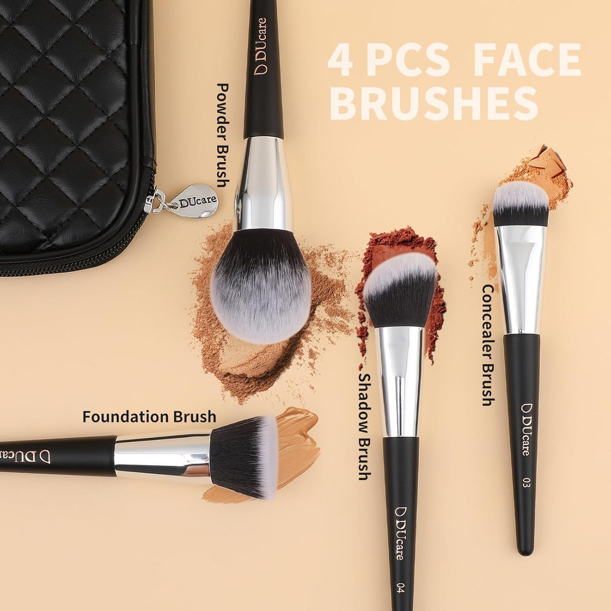 DUcare Brochas de maquillaje con estuche, 10 piezas de brochas