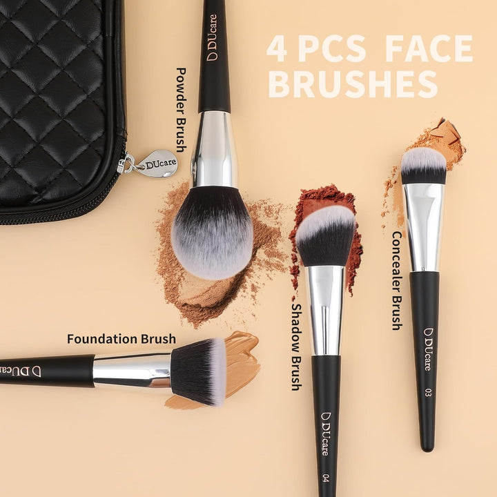 DUcare Brochas de maquillaje con estuche, 10 piezas de brochas de m...