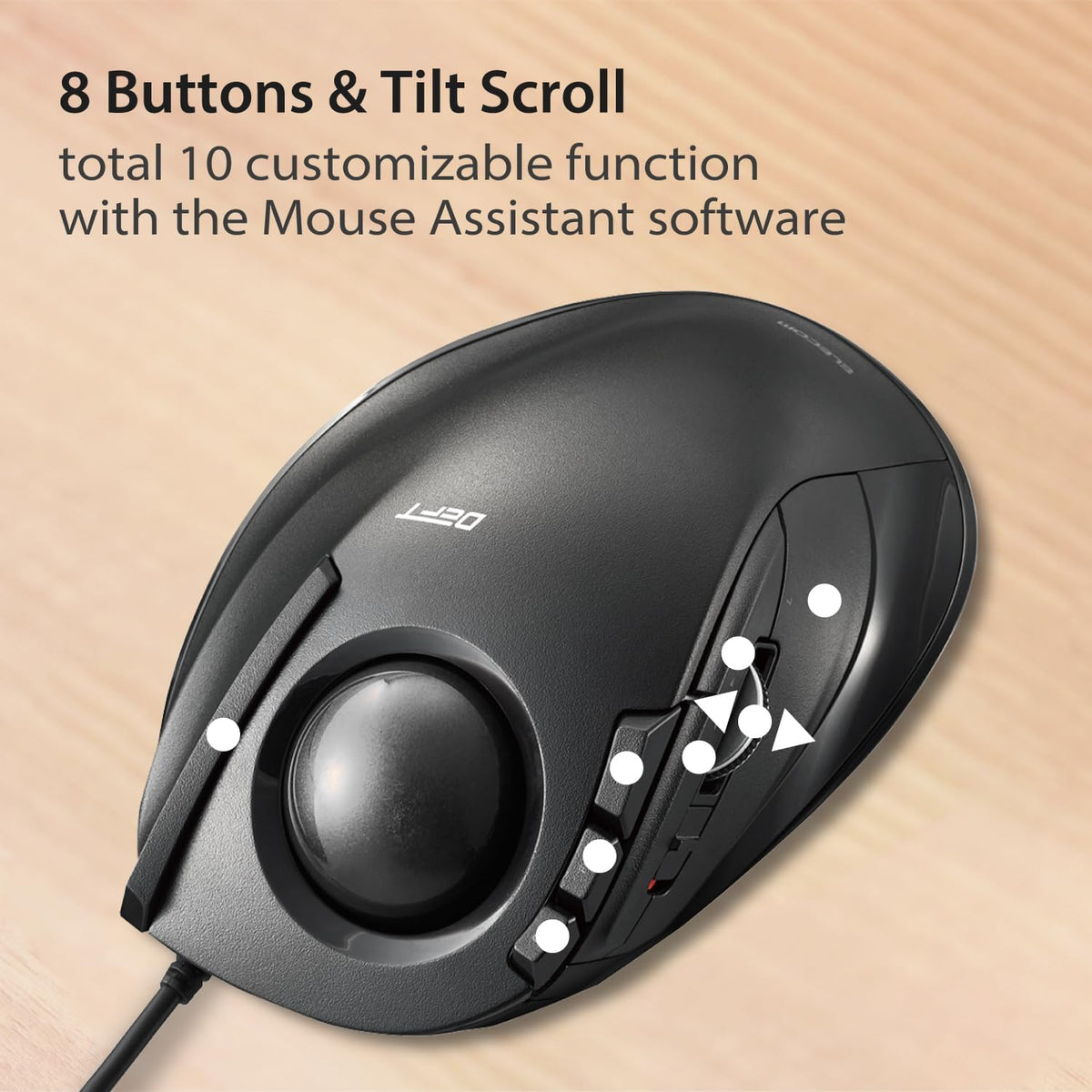 ELECOM Ratón DEFT Trackball, con cable, control de dedos, función d...