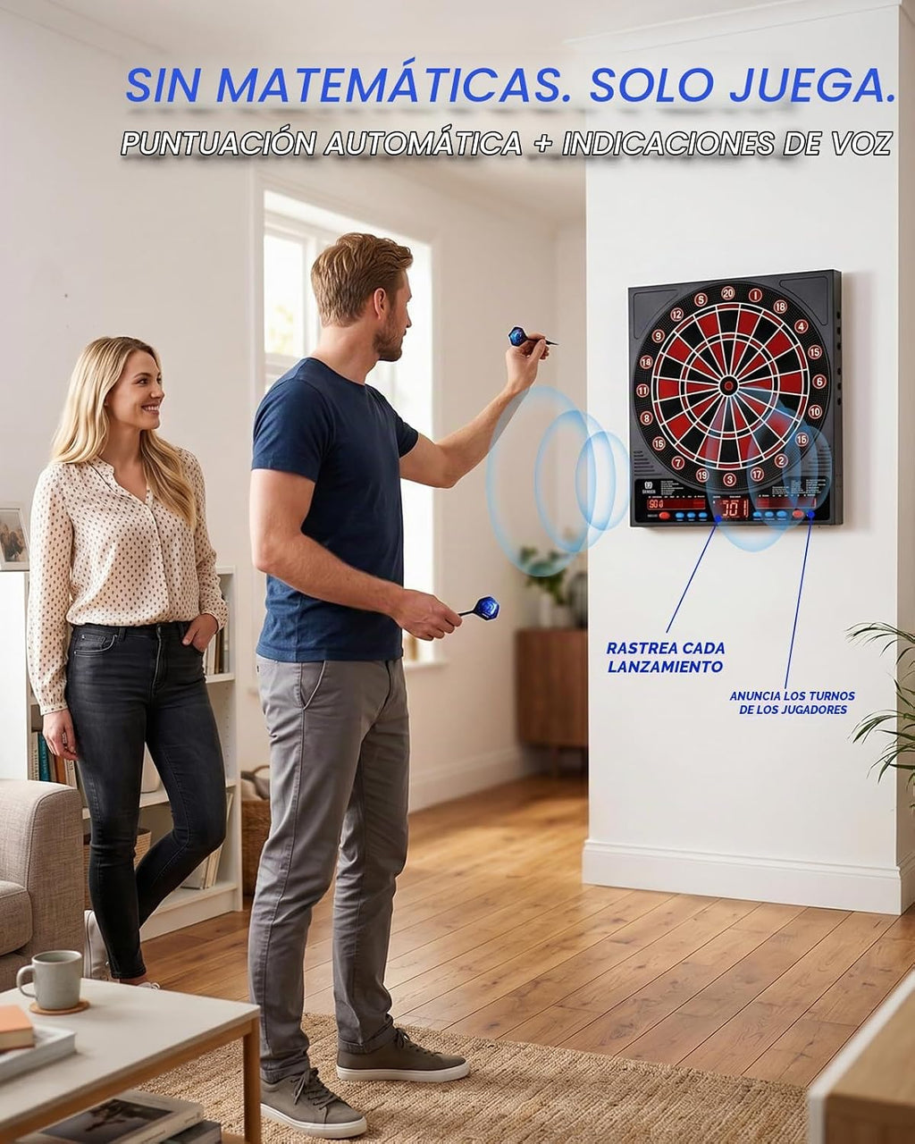 WIN.MAX Electronic Dart Board para Adultos, Puntuación Automática, Punta Blanda