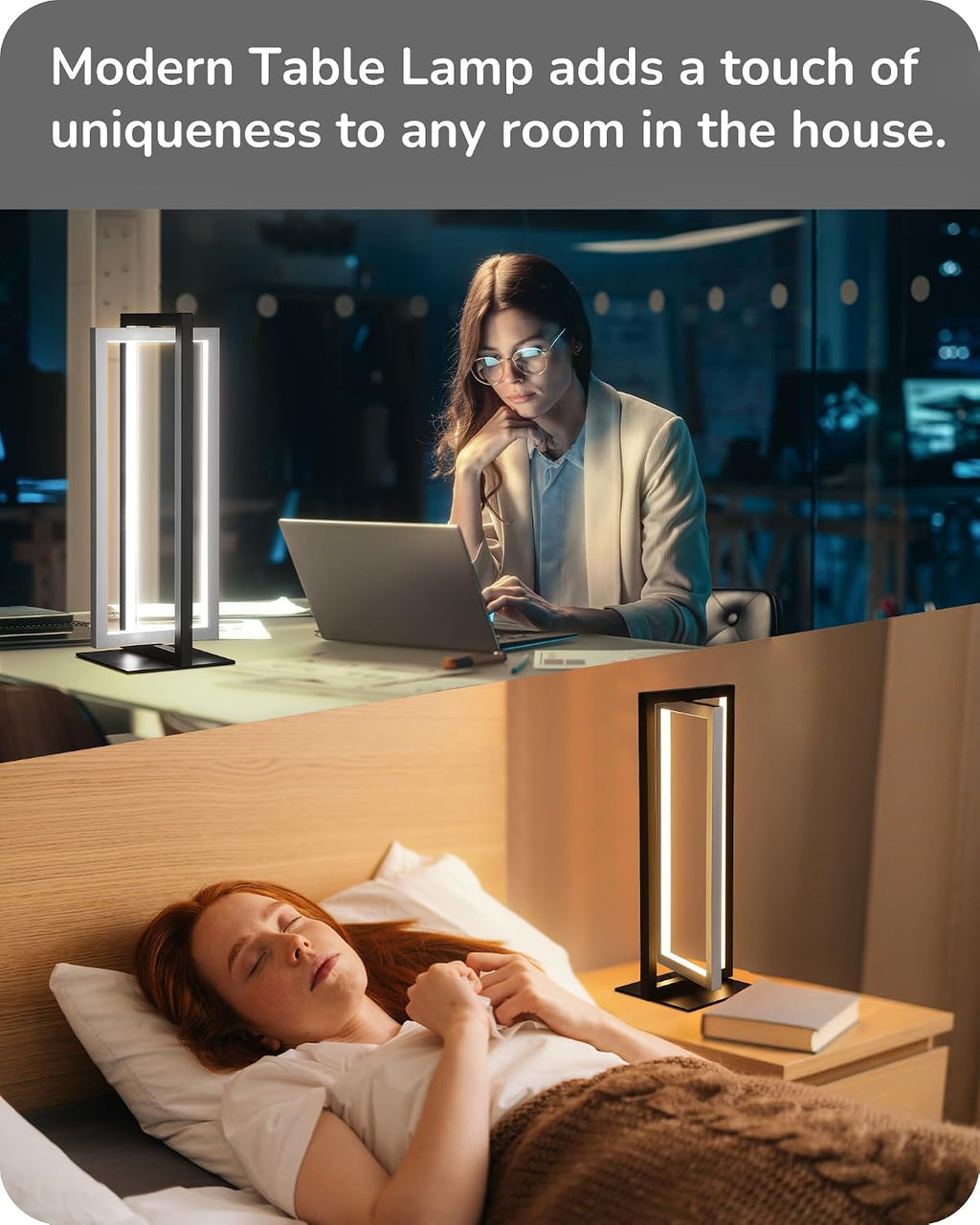 Lámpara EDISHINE Moderna lámpara de mesa LED, 750 lm, lámpara de noche regulable continua, 3 temperaturas de color, lámpara de mesita de noche con control de interruptor para sala de estar, dormitorio