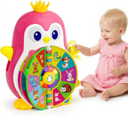 Cley - Juguetes musicales de pingüino para niñas de 1 año, juguetes educativos bilingües para bebés de 1 a 2 años con 5 temas, sonido y luz, aprendizaje de primera palabra de 12 a 18 meses, regalos de