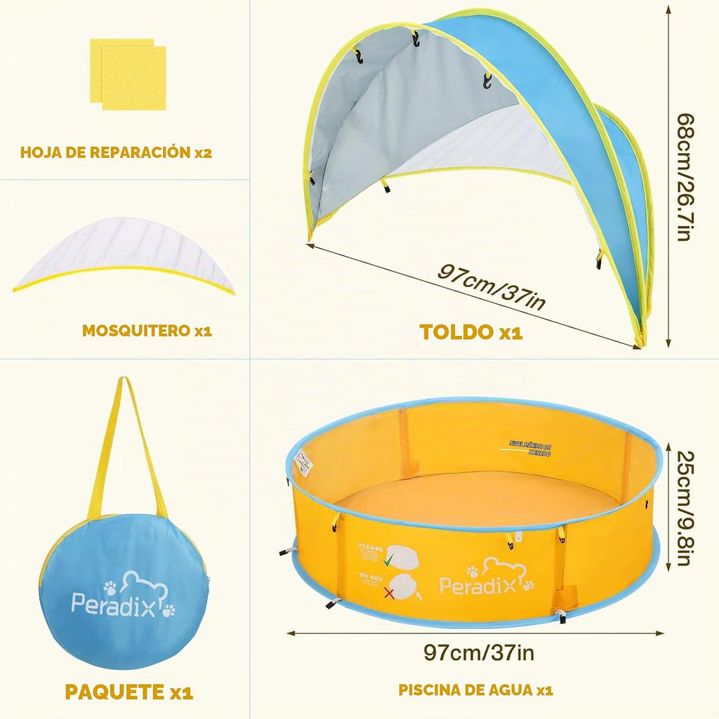 Peradix - Tienda de campaña de playa, piscina infantil para niños y mascotas con toldo de sombra UV