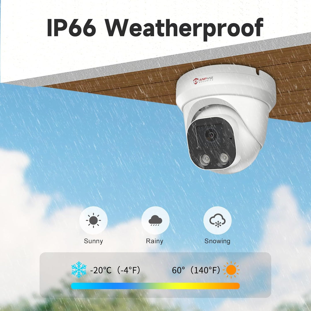 Cámara IP PoE Anpviz de 4MP, cámara de seguridad torreta IP para in...