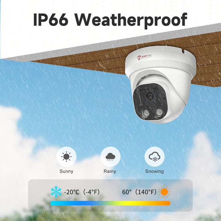 Cámara IP PoE Anpviz de 4MP, cámara de seguridad torreta IP para in...