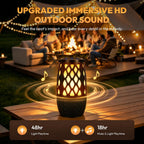 Altavoces para exteriores Bluetooth con luces de llama, sonido estéreo HD e