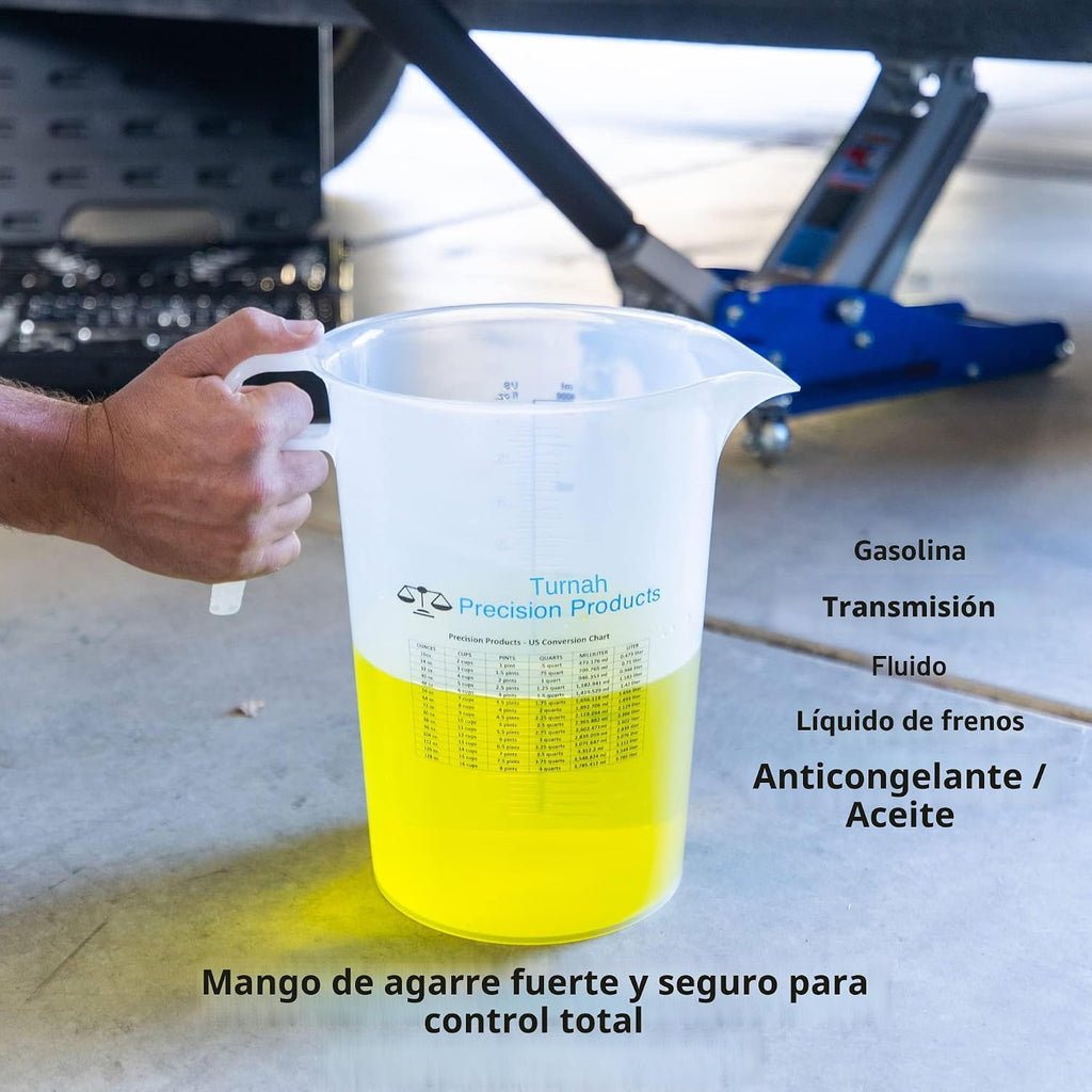 Medidor de un galón 128oz con tabla de conversión conveniente - Grado alimenticio resistente - Ideal para césped, productos químicos para piscinas, agricultura, lejía, pasatiempos para el hogar