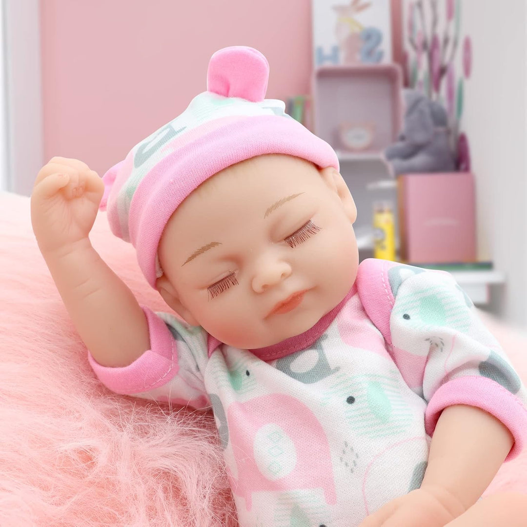 JRLCGYP Muñeca realista de bebé recién nacido durmiente de 10 pulga...