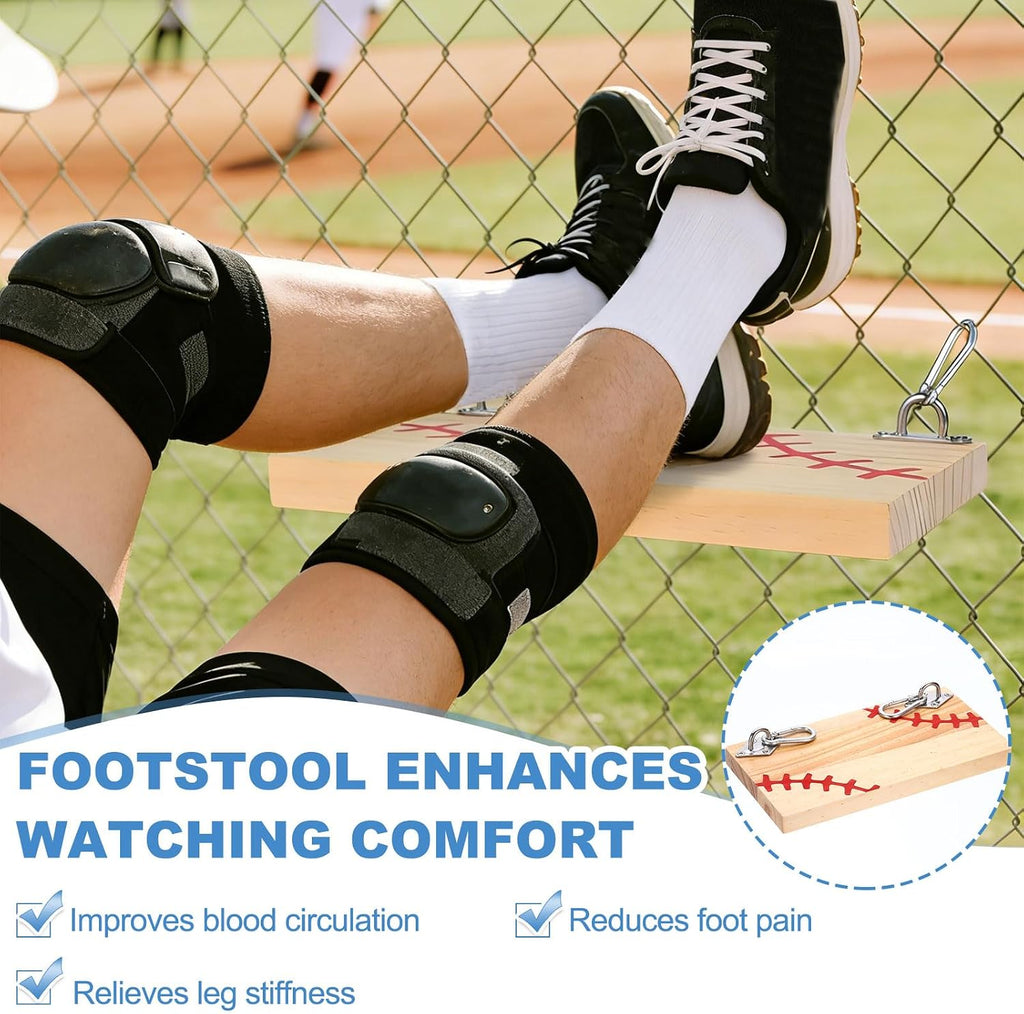 Lámpara PATIKIL Reposapiés de madera colgante, reposapiés portátil con patrón negro para vallas de béisbol, reposapiés rectangular para fanáticos jugadores durante partidos de sóftbol y actividades al aire