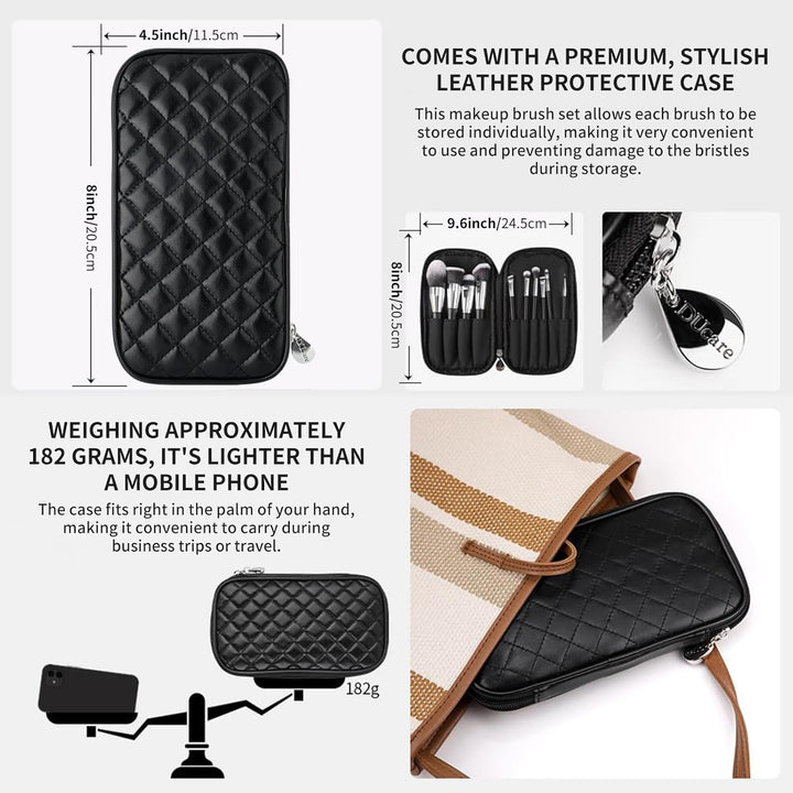 DUcare Brochas de maquillaje con estuche, 10 piezas de brochas de m...