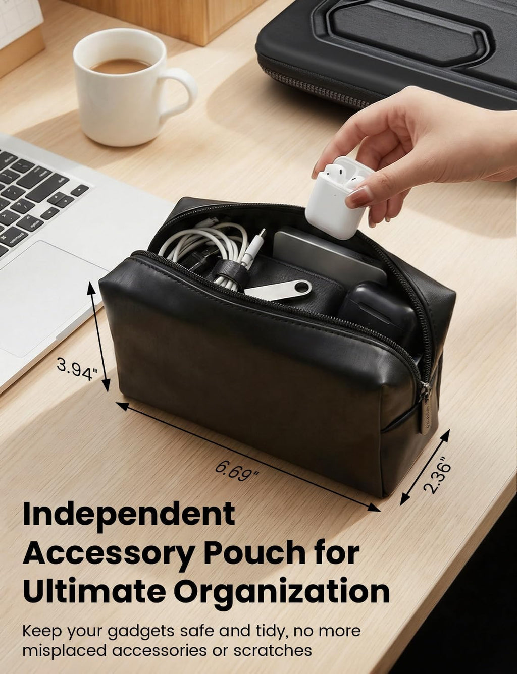 DOMISO Funda rígida para laptop de 17 a 17.3 pulgadas, impermeable, a prueba de golpes, funda rígida para laptop con asa y bolsillo de almacenamiento, compatible con MacBook, HP, Dell, negro