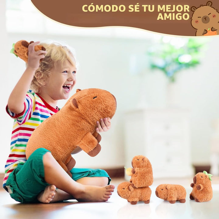 SuzziPals Peluches Capybara 5 en 1 con bebés en el interior, juego...