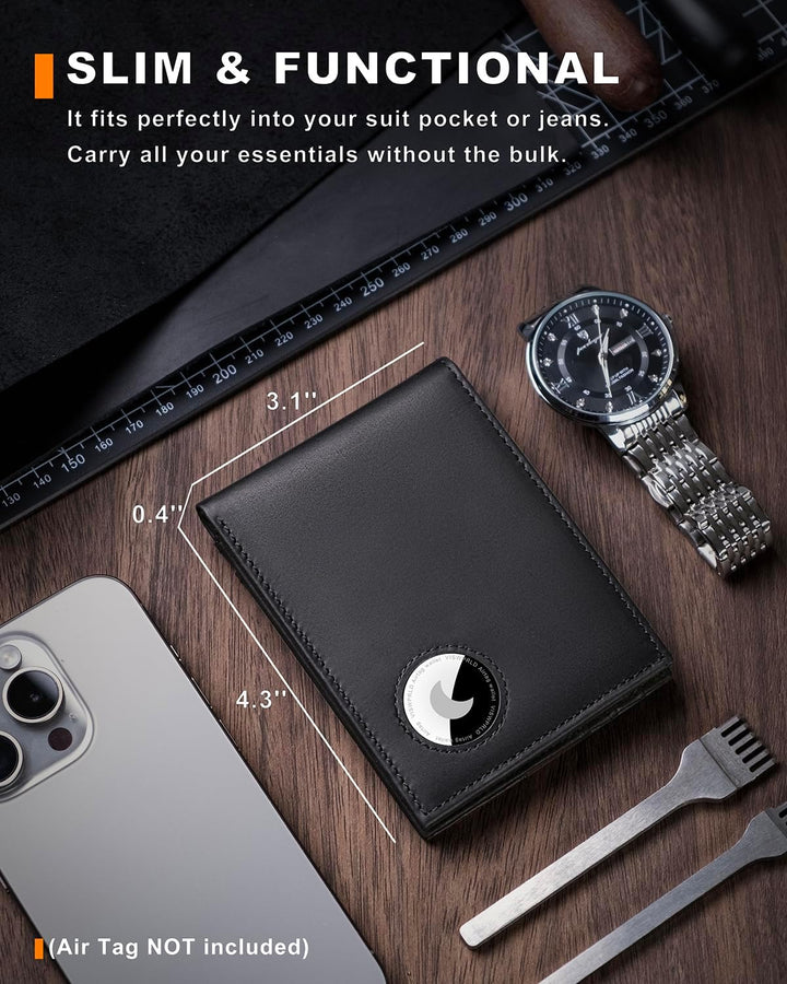 VISWORLD Billetera para hombre con soporte para Airtag, billetera p...