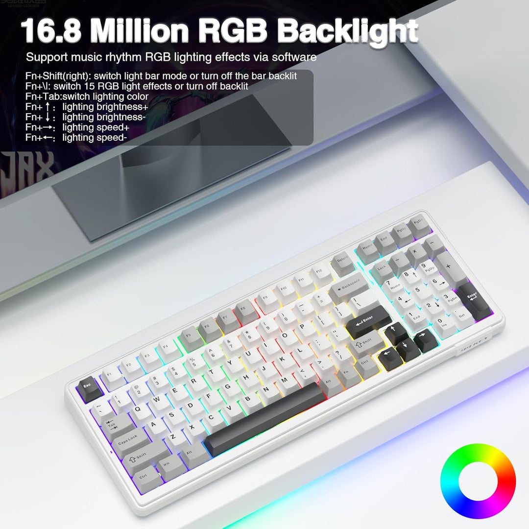 AULA Teclado mecánico inalámbrico F99, triple modo BT5.0\/2.4GHz\/U...