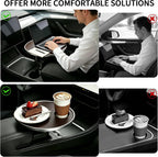 Bandeja y portavasos para automóvil, escritorio giratorio de 360° para computadora portátil, bandeja para volante, mesa de bandeja de comida para automóvil para comer, soporte automático para