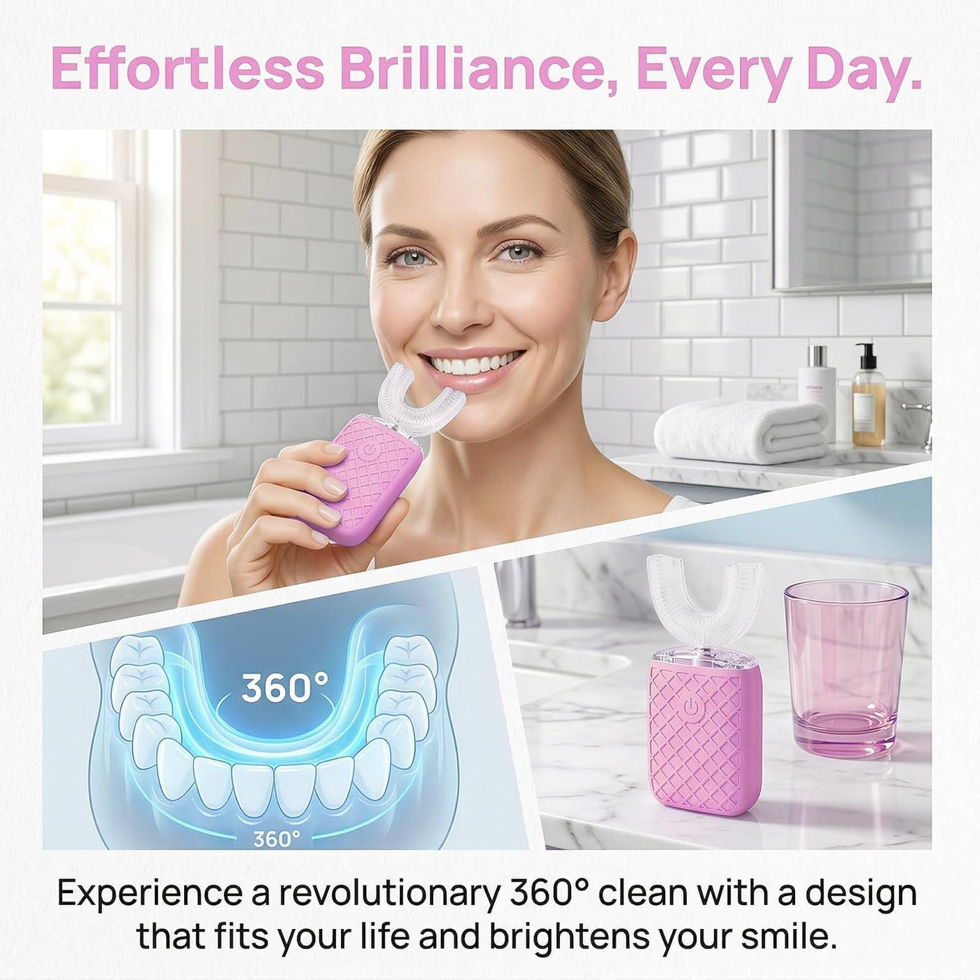 yeklike Sonic Electric - Cepillo de dientes en forma de U para adul...