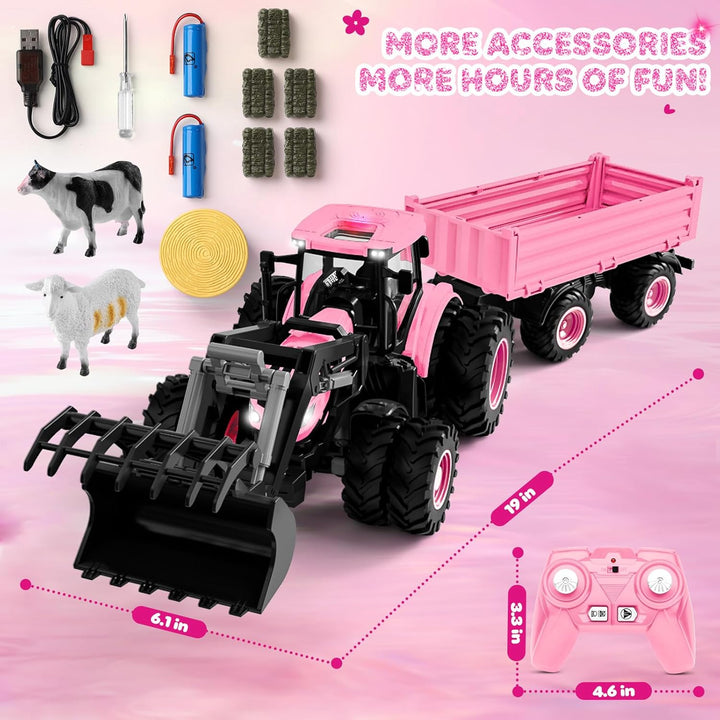 Tractor de juguete a control remoto [2026] Juego de tractor RC para...