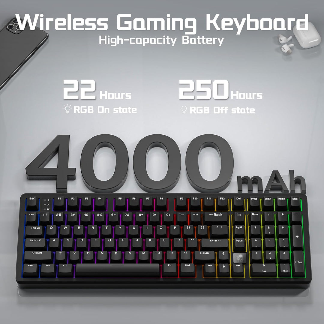 LEOBOG HI98C Pro Teclado mecánico inalámbrico para juegos, triple m...