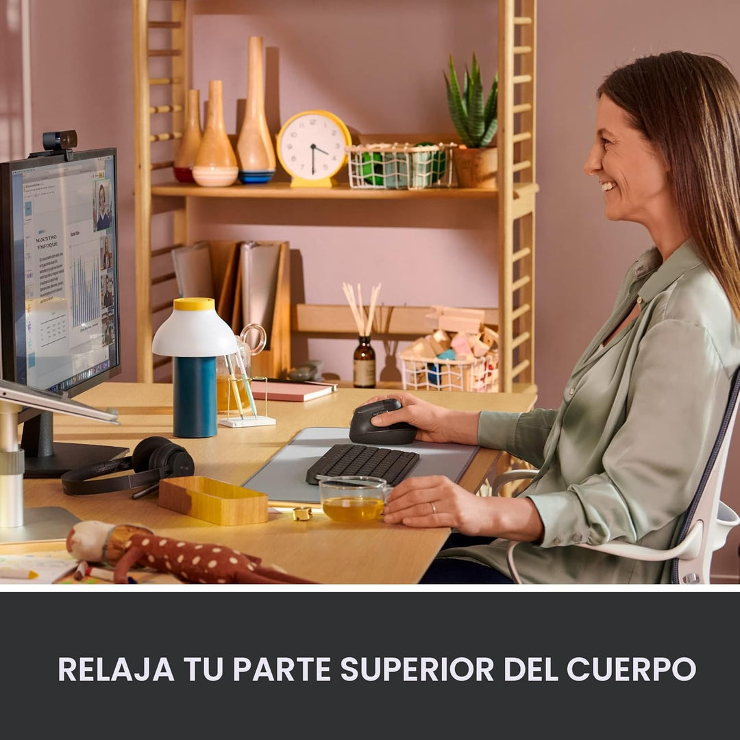 Logitech Lift - Mouse ergonómico vertical, inalámbrico, Bluetooth o...