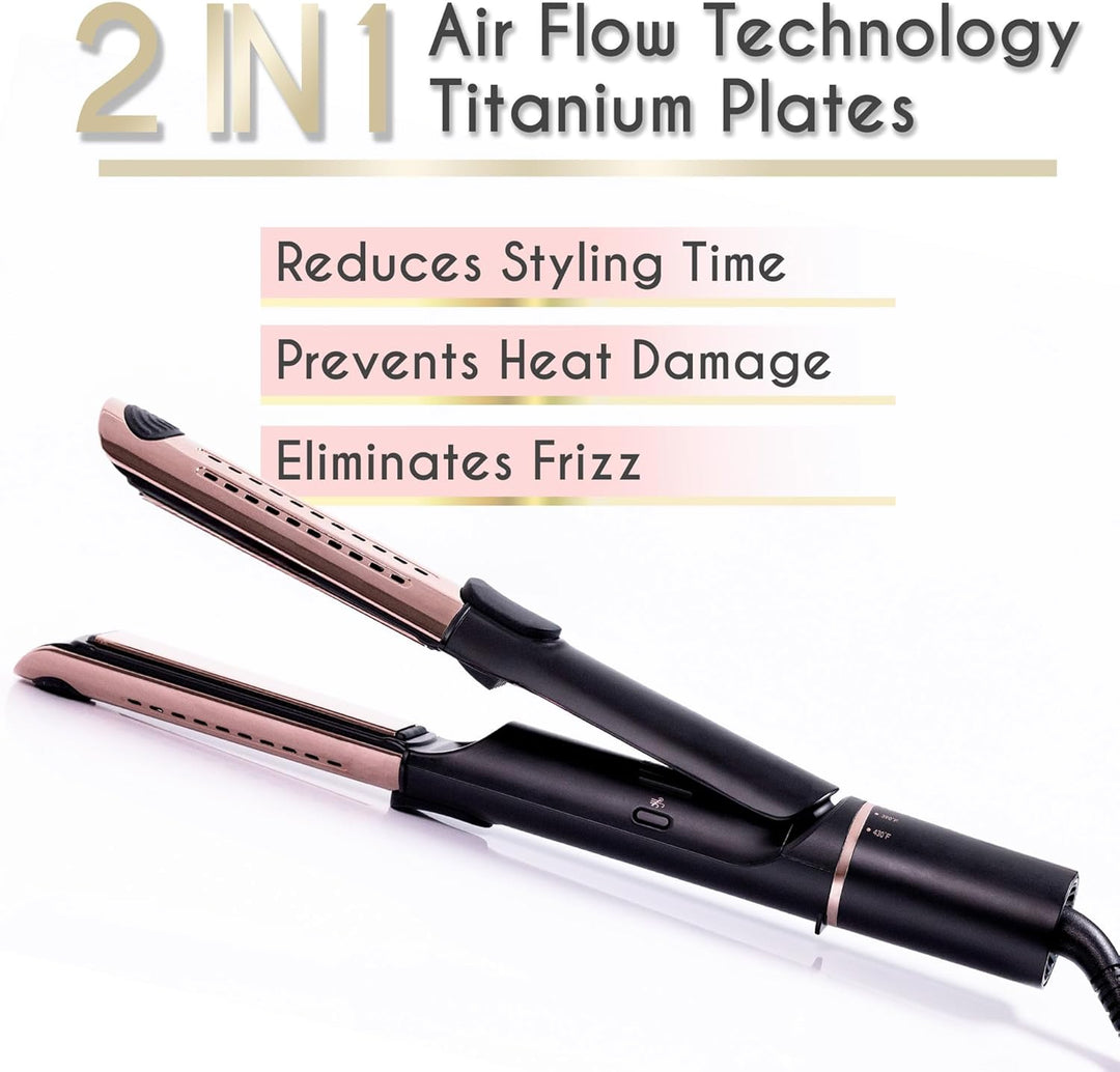 ELLA BELLA® Alisador de pelo y rizador de aire 2 en 1 \u2022 Planch...