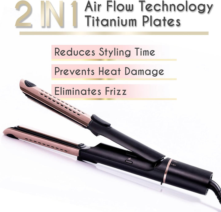 ELLA BELLA® Alisador de pelo y rizador de aire 2 en 1 \u2022 Planch...
