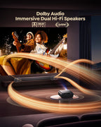 Proyector inteligente para exteriores con WiFi y Bluetooth, soporte 4K y doble altavoz
