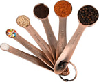 Juego de Tazas y Cucharas Medidoras Smithcraft, Juego de Tazas y Cucharas Medidoras de Cobre para Hornear y Cocina, Taza Medidora y Cuchara de Acero Inoxidable para Seco y Líquido, Juego de 7 Tazas