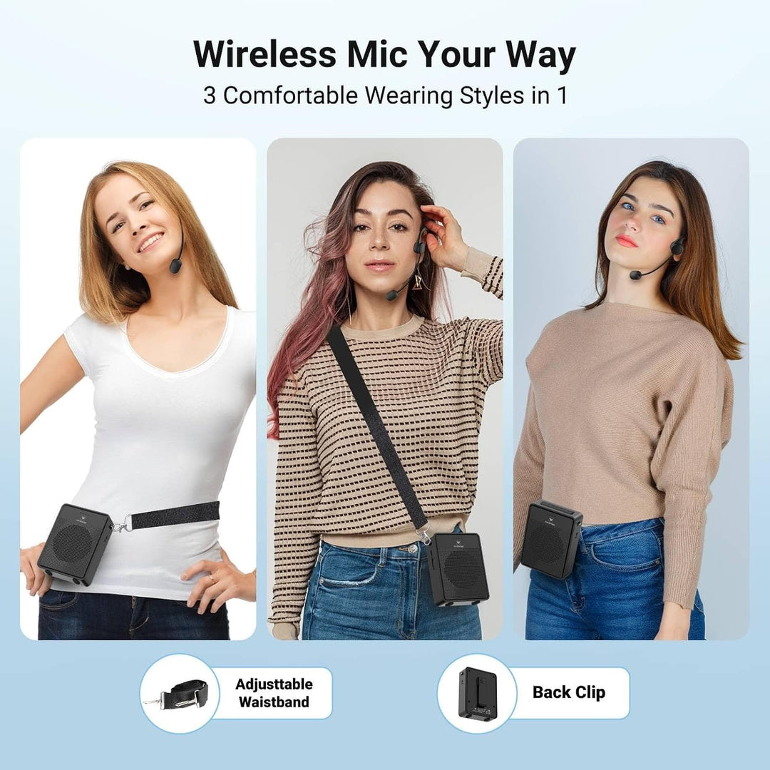 Amplificador de Voz Micrófono Inalámbrico con Auriculares de Gancho...