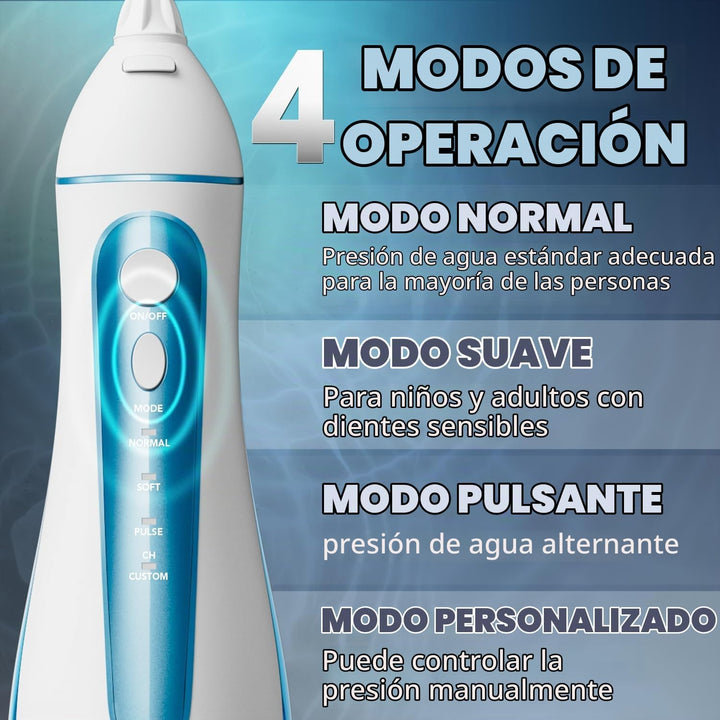 Nicwell - Irrigador dental inalámbrico para hilo dental: 4 modos, p...