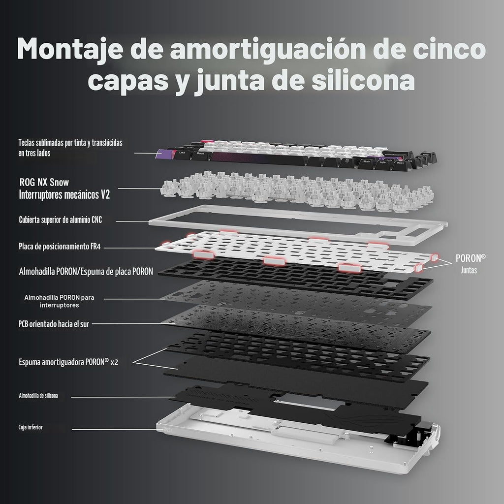 ASUS Teclado mecánico inalámbrico para juegos ROG Azoth X - 75% TKL, teclas