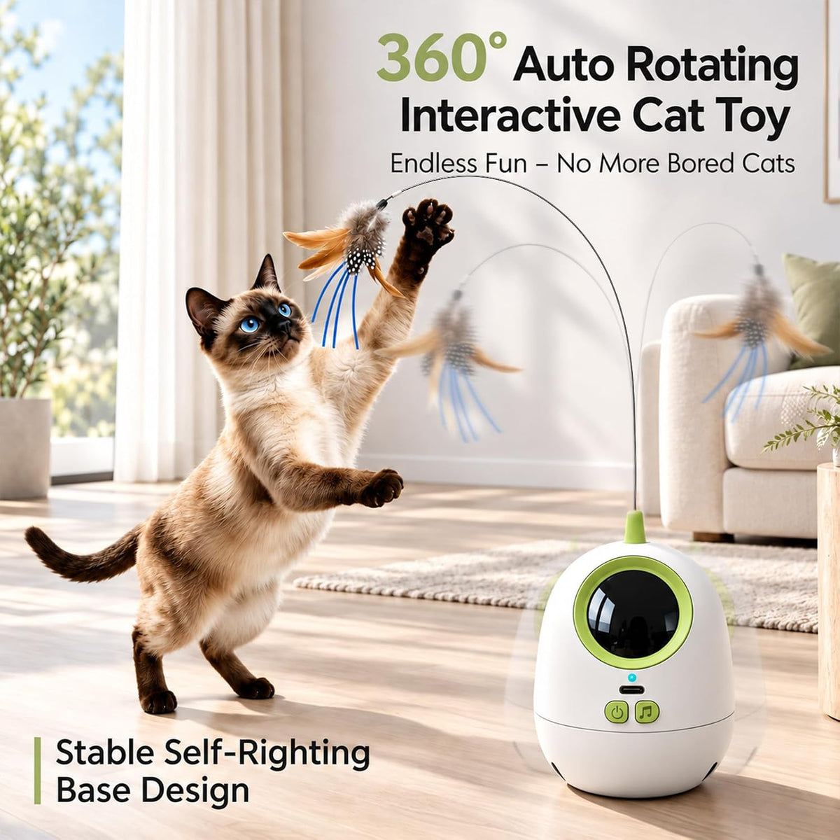 Fuufome Juguetes interactivos para gatos de interior: juguete automático