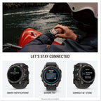 Garmin Fenix 8 Pro 2.008 in, tecnología inReach, pantalla AMOLED, reloj inteligente GPS multideportivo, zafiro, gris carbón DLC titanio con banda de silicona negro/gris guijarro gris rastreador de