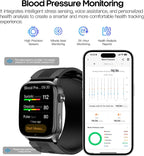 Smart Watch para Hombres y Mujeres con Diseño de Correa con Airbag, Pantalla AMOLED de 2.06", Monitor de Ritmo Cardíaco y Presión Arterial, Oxígeno en Sangre y Seguimiento del Sueño, 136 Modos Deportivos Fitness Tracker (Negro)
