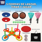 TOY Life Juego de pelota de lanzar y atrapar 5 en 1 para niños, juego de captura de bolas adhesivas con guantes y bolas, lanzamiento de anillo, juegos al aire libre y patio, juegos de playa para niños