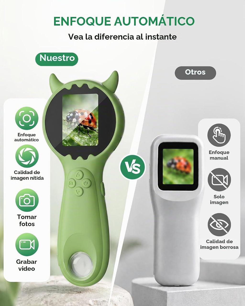 Microscopio de bolsillo digital de mano para niños, regalos de microscopio